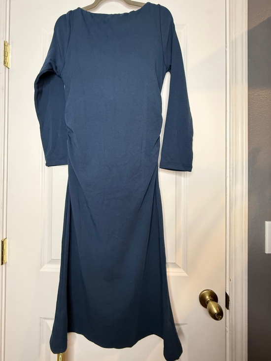 OGL Dresses & Skirts - OGL Sz LSlate Blue Fit-Flare Long Sleeve Built-bra Midi Dress | NWT